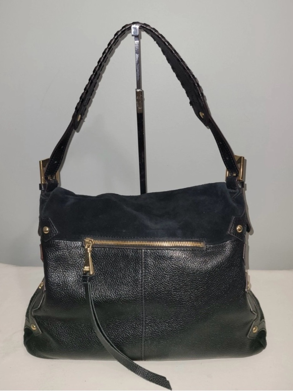 Aimee Kestenberg Black Suede & Leather Hobo Shoulder Bag - Picture 2 of 16